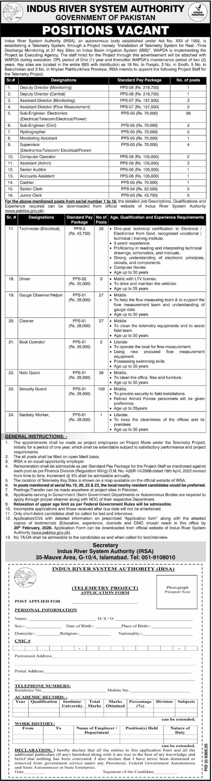 IRSA Jobs 2026 Advertisement
