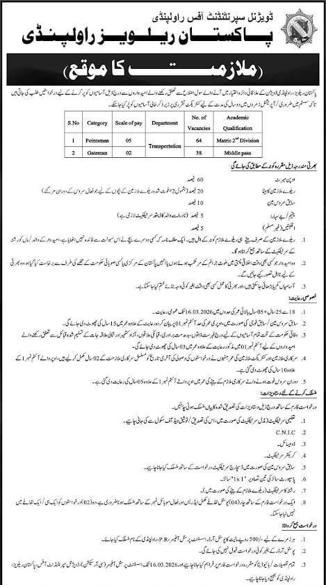 Pakistan Railway Jobs 2026 Advertisement